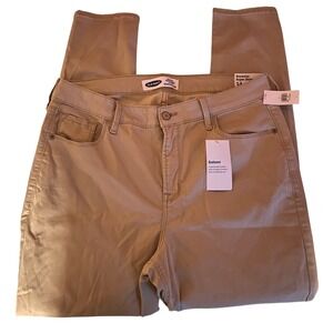 Old Navy NWT Rockstar Super Skinny High Rise Khaki Sateen Pants Tan Women 14